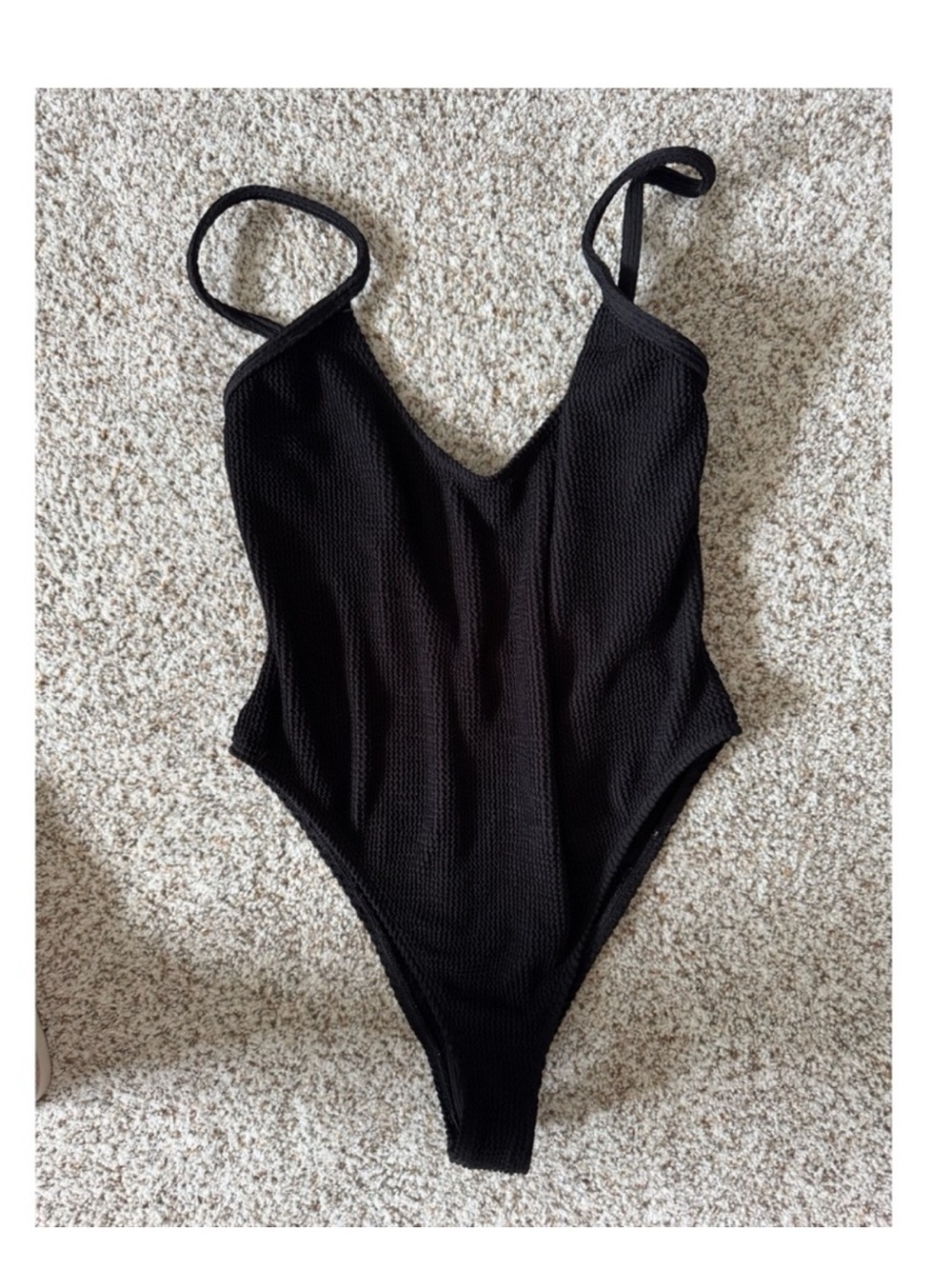 Good American size 3/4 Black Textured One-Piece Swimsuit